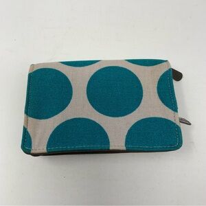 Thirty-One Wallet White Blue Polka Dots